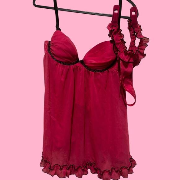 Y2K hot Pink and black Ambriel lingerie set - Picture 1 of 8